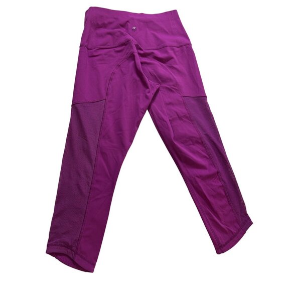 Lululemon Leggings Womens Size 6 Fuchsia Cropped High Rise Mesh Panels On Sides - Picture 2 of 12